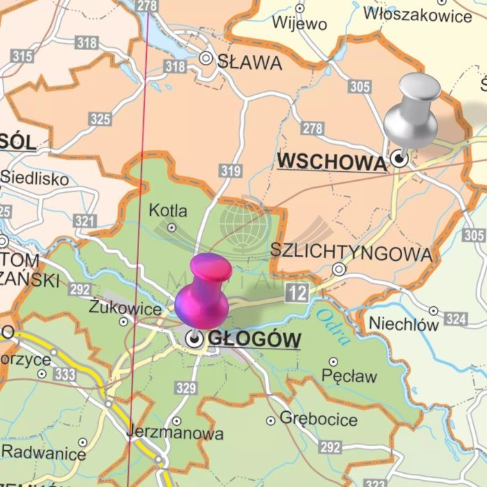 Polska 1:350 000. Mapa administracyjna. Wersja do wpinania wydawnictwa ArtGlob. Fragment 3