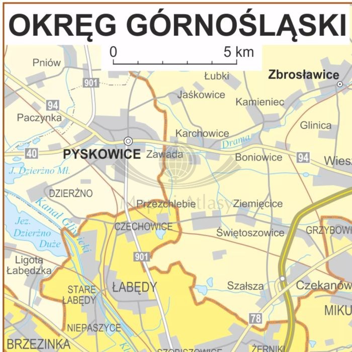 Polska 1:350 000. Mapa administracyjna. Wersja do wpinania wydawnictwa ArtGlob. Fragment 5