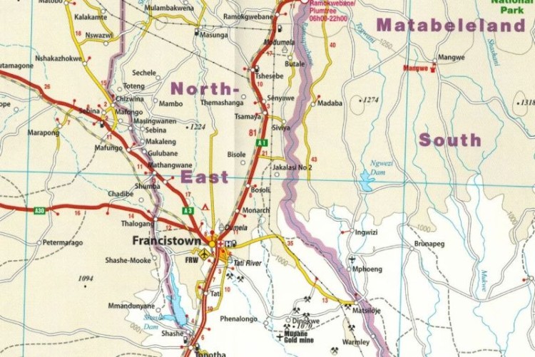 Botswana 1:1 000 000. Wodoodporna mapa samochodowa wydawnictwa Reise Know-How. Fragment 2