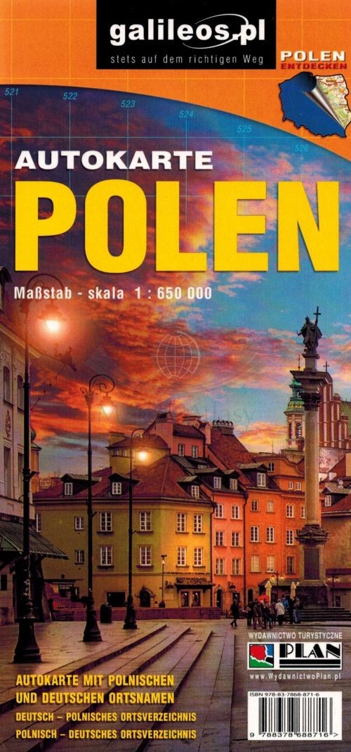 Polen / Polska 1:650 000. Mapa samochodowa. Galileos