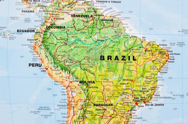 Świat 1:30 000 000. Mapa fizyczna z elementami środowiska. Rama alu SLIM. Fragment 1