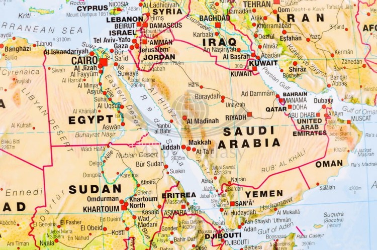 Świat 1:30 000 000. Mapa fizyczna z elementami środowiska do wpinania. Rama alu SLIM. Fragment 2