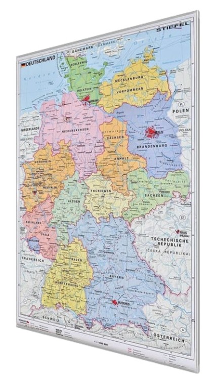 Niemcy 1:1 000 000. Mapa administracyjna magnetyczna. Rama alu SLIM