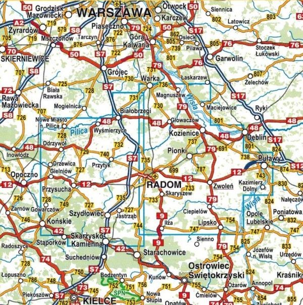 Ziemia Radomska 1:75 000. Mapa turystyczna wydawnictwa Compass. Zasięg