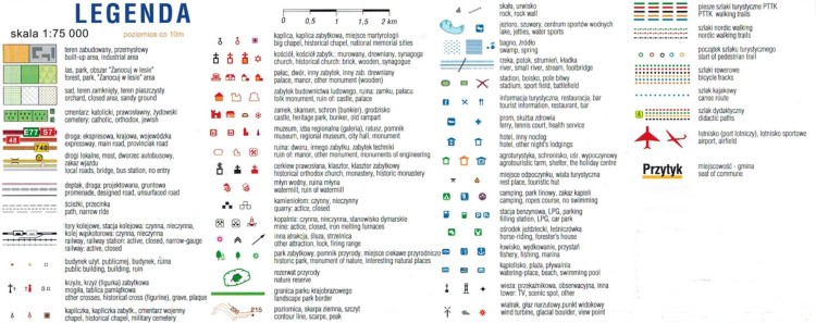 Ziemia Radomska 1:75 000. Mapa turystyczna wydawnictwa Compass. Legenda