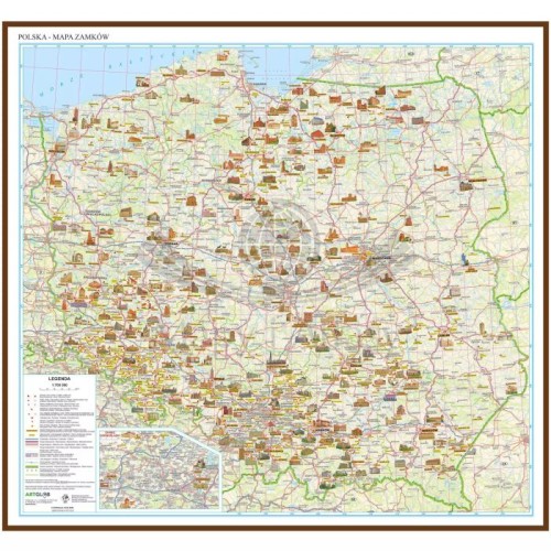 Polska 1:700 000. Mapa zamków. Wersja do wpinania wydawnictwa ArtGlob. Cała mapa