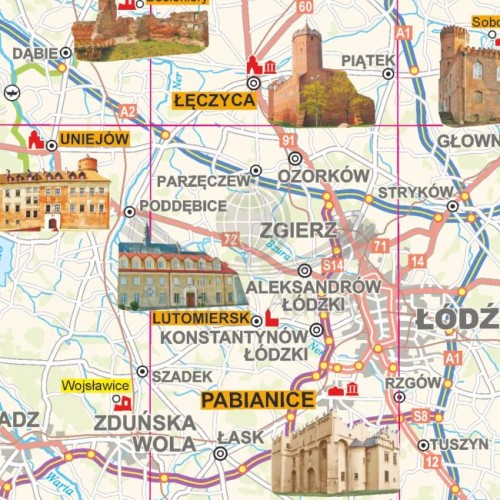 Polska 1:700 000. Mapa zamków. Wersja do wpinania wydawnictwa ArtGlob. Fragment 1