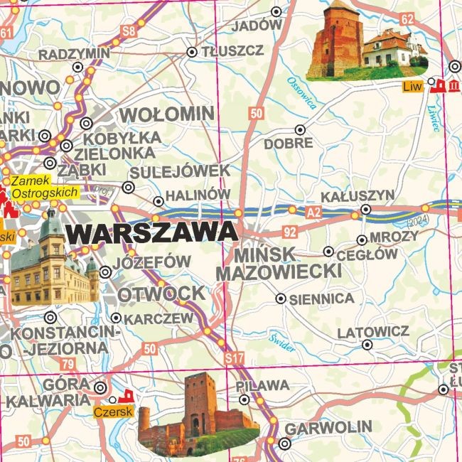 Polska-mapa-zamkow-700-9788361157533-Polska 1:700 000. Mapa zamków w ramie drewnianej wydawnictwa ArtGlob. Fragment 2