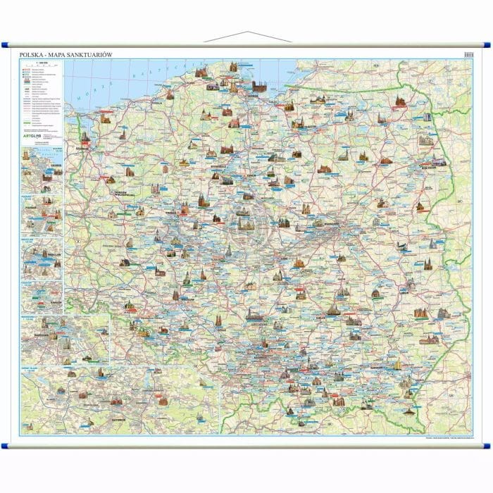 Polska 1:600 000. Mapa ścienna sanktuariów