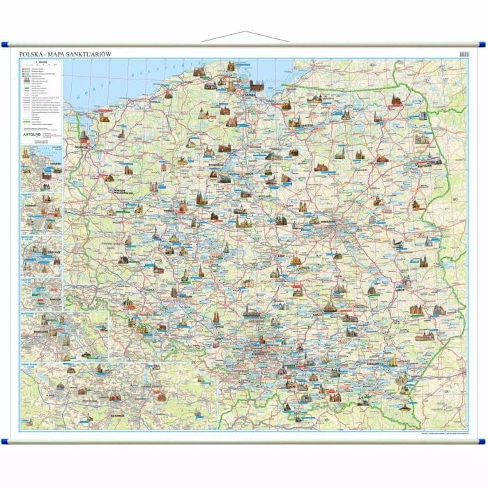 Polska 1:600 000. Mapa ścienna sanktuariów wydawnictwa ArtGlob. Cała mapa