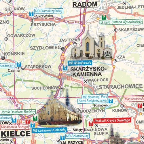 Polska 1:600 000. Mapa sanktuariów. Wersja do wpinania wydawnictwa ArtGlob. Fragment 1