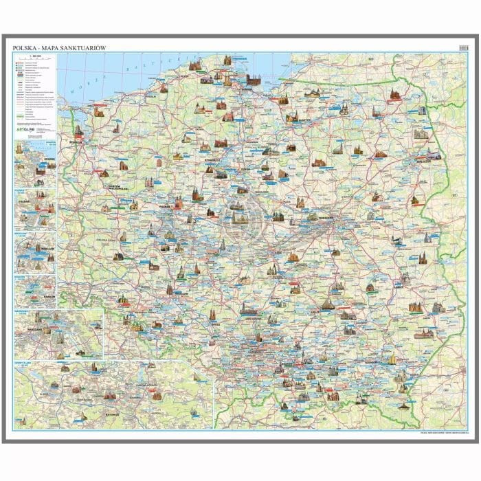 Polska 1:600 000. Mapa sanktuariów. Wersja do wpinania wydawnictwa ArtGlob. Cała mapa