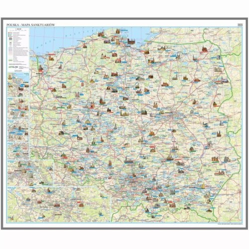 Polska 1:600 000. Mapa sanktuariów. Wersja magnetyczna wydawnictwa ArtGlob. Cała mapa