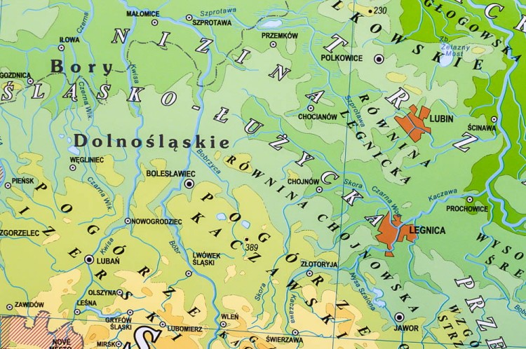 Polska 1:750 000. Mapa fizyczna. Rama alu SLIM. Fragment 3