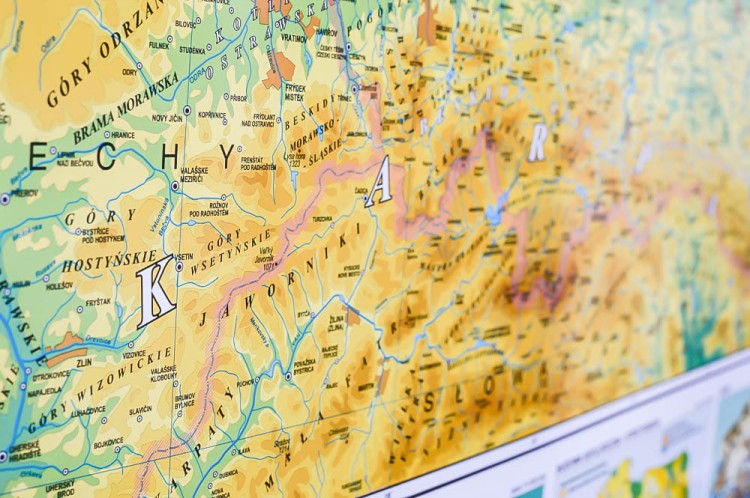 Polska 1:750 000. Mapa fizyczna. Rama alu SLIM. Fragment 7