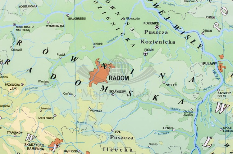 Polska 1:750 000. Mapa fizyczna magnetyczna. Rama alu SLIM. Fragment 2