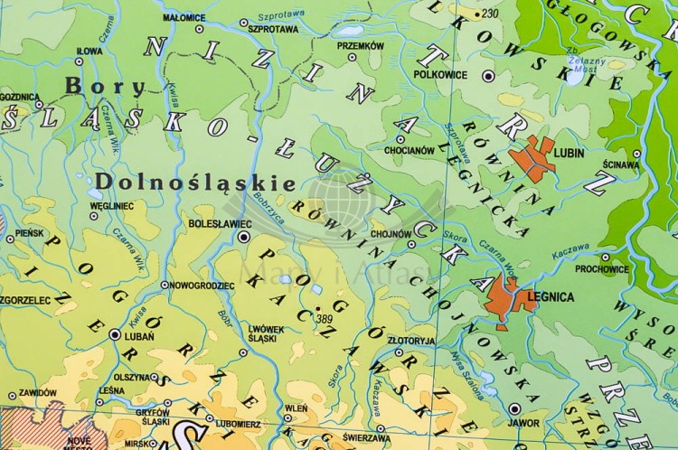 Polska 1:750 000. Mapa fizyczna magnetyczna. Rama alu SLIM. Fragment 3