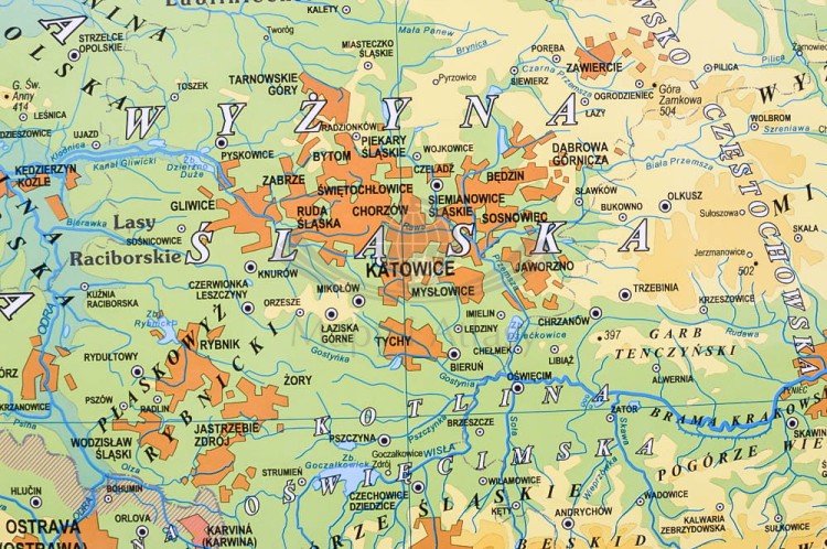 Polska 1:750 000. Mapa fizyczna magnetyczna. Rama alu SLIM. Fragment 5