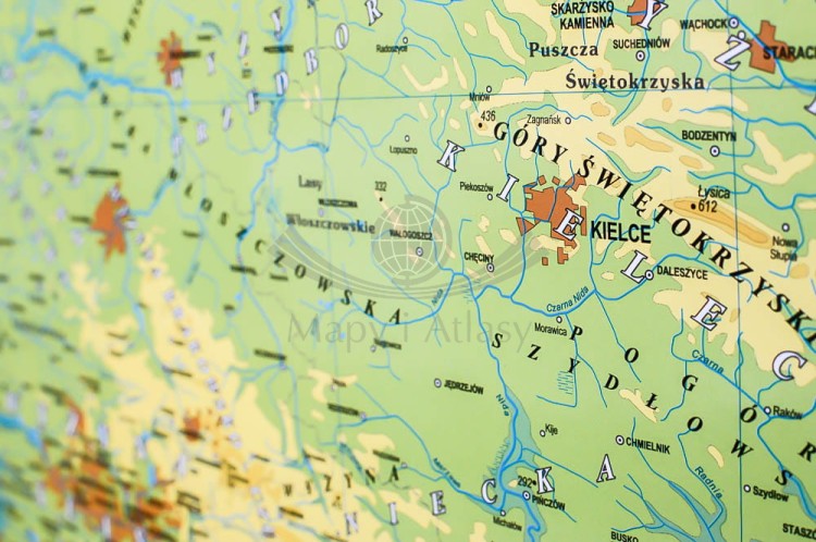 Polska 1:750 000. Mapa fizyczna magnetyczna. Rama alu SLIM. Fragment 6