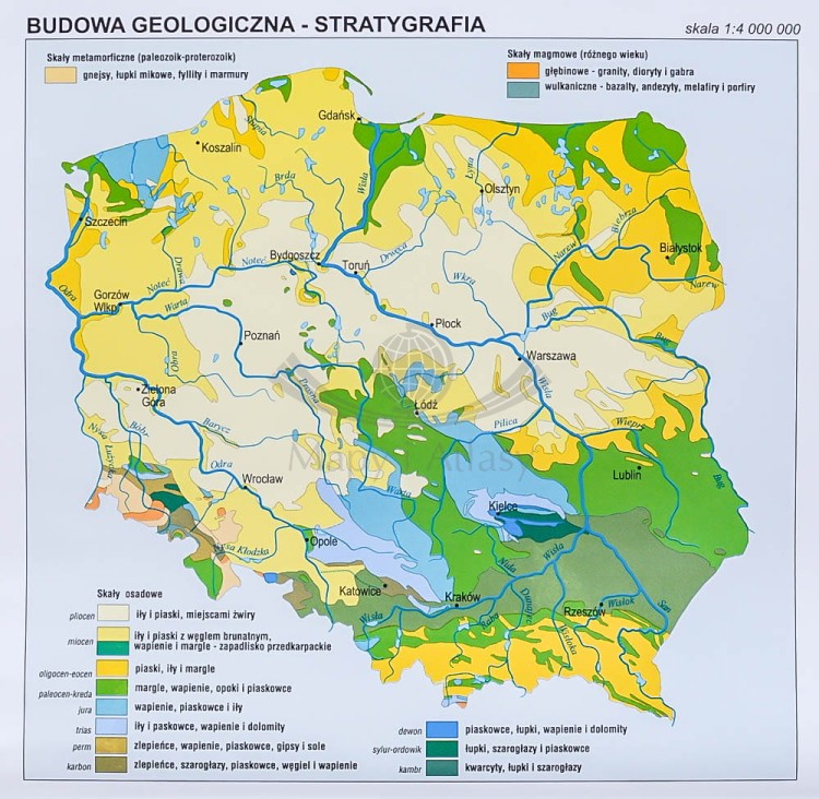 Polska 1:750 000. Mapa fizyczna magnetyczna. Rama alu SLIM. Dodatkowa mapka 4