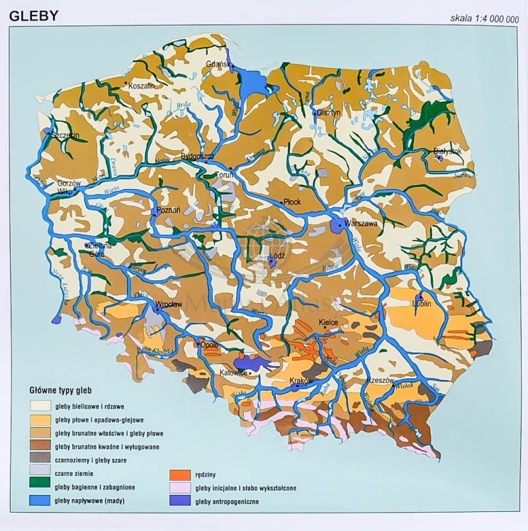 Polska 1:750 000. Mapa fizyczna magnetyczna. Rama alu SLIM. Dodatkowa mapka 5