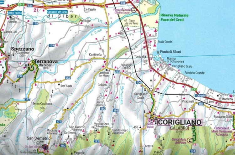 Kalabria 1:150 000. Mapa samochodowo-turystyczna wydawnictwa Freytag & Berndt. Fragment 2