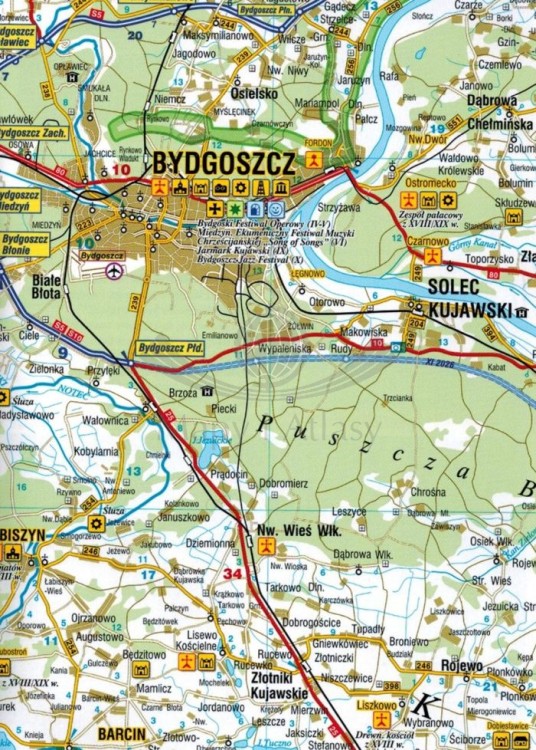 Województwo kujawsko-pomorskie. Laminowana mapa samochodowo-turystyczna wydawnictwa Demart. Fragment 1