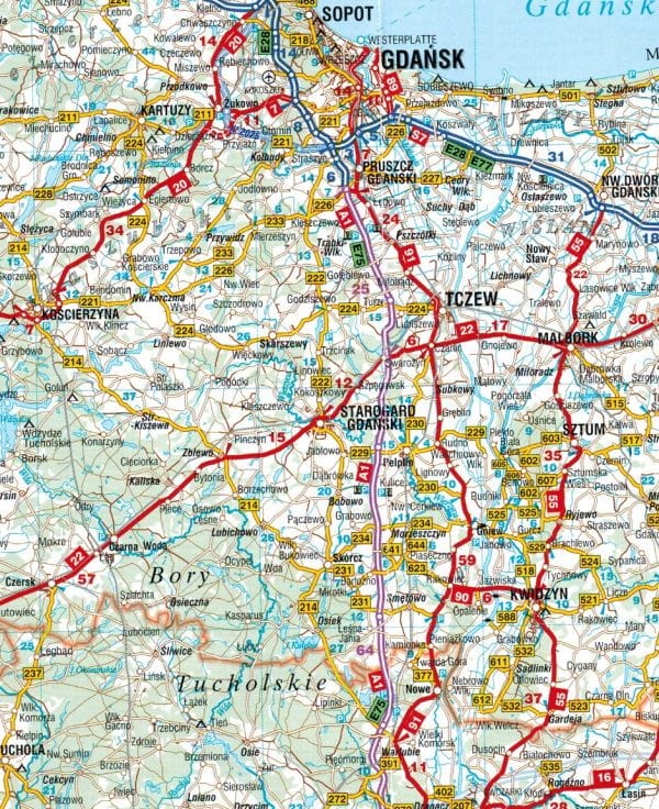Polska 1:715 000. Mapa samochodowa wydawnictwa Demart. Fragment 1