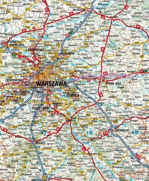 Polska 1:715 000. Mapa samochodowa wydawnictwa Demart. Fragment 2