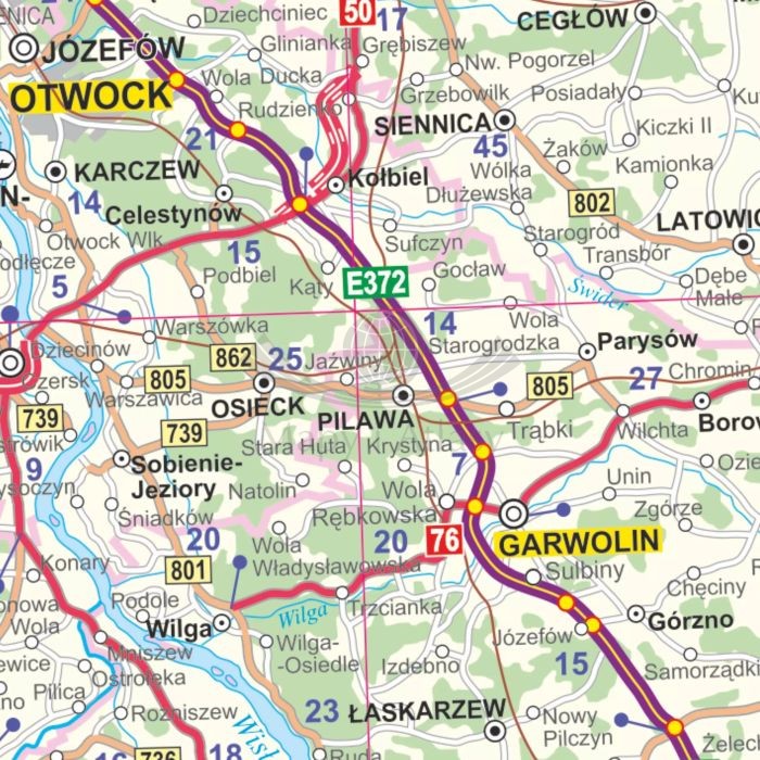 Polska 1:350 000. Mapa drogowa. Wersja do wpinania wydawnictwa ArtGlob. Fragment 2