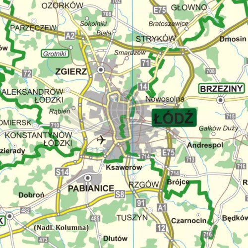 Polska 1:500 000. Podział organizacyjny lasów państwowych. Mapa. Wersja magnetyczna wydawnictwa ArtGlob. Fragment 1