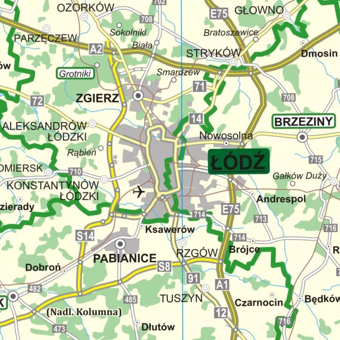 Polska 1:500 000. Podział organizacyjny lasów państwowych. Mapa. Wersja magnetyczna wydawnictwa ArtGlob. Fragment 1