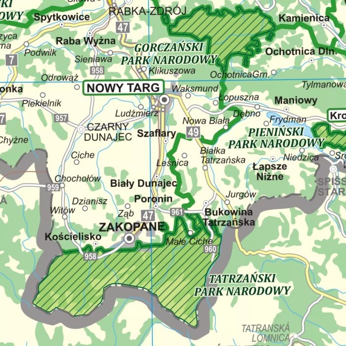 Polska 1:500 000. Podział organizacyjny lasów państwowych. Mapa. Wersja magnetyczna wydawnictwa ArtGlob. Fragment 2