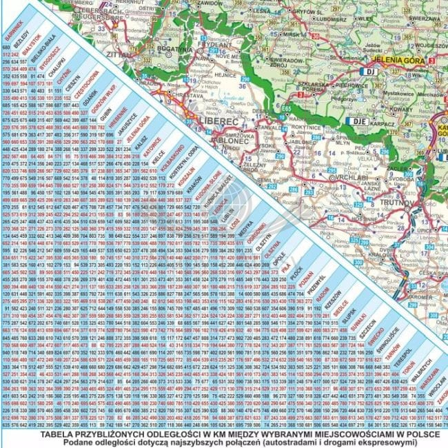 Polska 1:500 000. Mapa administracyjno-drogowa (tablice rejestracyjne). Wersja magnetyczna wydawnictwa ArtGlob. Fragment 5