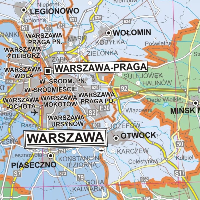 Polska 1:500 000. Mapa ścienna obszarów właściwości prokuratur wydawnictwa ArtGlob. Fragment 2