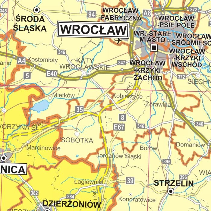 Polska 1:500 000. Mapa ścienna obszarów właściwości prokuratur wydawnictwa ArtGlob. Fragment 3