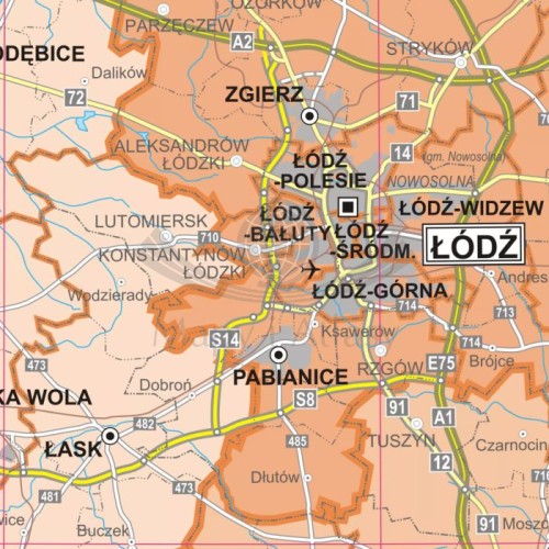Polska 1:500 000. Mapa ścienna obszarów właściwości prokuratur. Wersja do wpinania wydawnictwa ArtGlob. Fragment 1