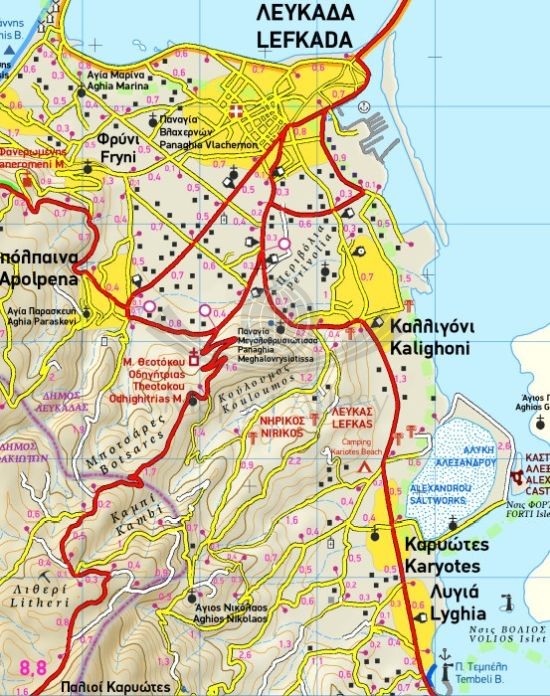 CCI20240424_0002.Lefkada 1:45 000. Grecja. Wodoodporna mapa turystyczna 351 wydawnictwa Terrain Editionas. Fragment 3