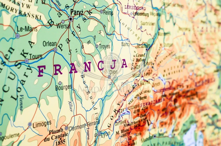 Europa 1:4 500 000. Mapa fizyczna (ogólnogeograficzna). Rama alu SLIM. Fragment 6