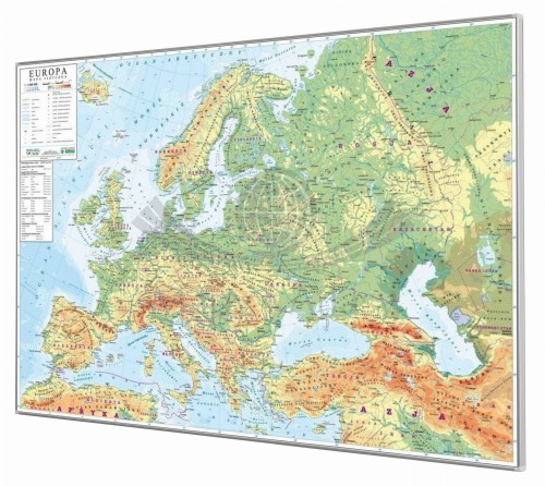 Europa 1:4 500 000. Mapa fizyczna (ogólnogeograficzna). Rama alu SLIM