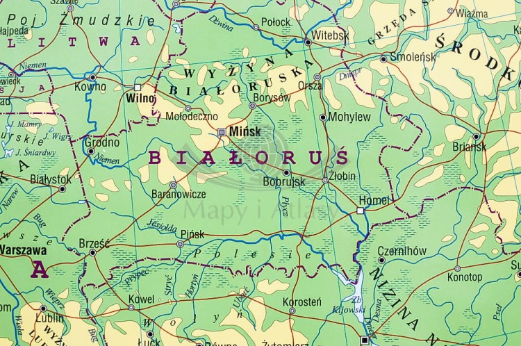 Europa 1:4 500 000. Mapa fizyczna (ogólnogeograficzna) do wpinania. Rama alu SLIM. Fragment 1