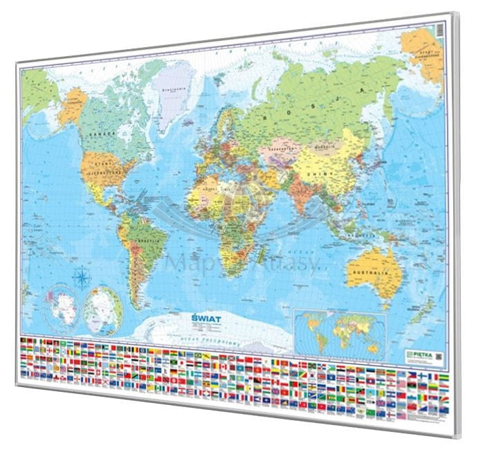 Świat 1:28 000 000. Mapa polityczna. Rama alu SLIM