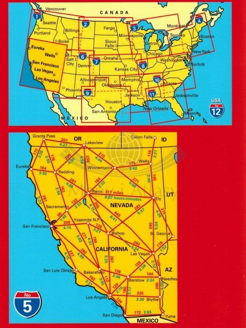 Kalifornia i Nevada 1:1 000 000. Mapa samochodowo-turystyczna. wydawnictwa Hallwag. Zasięg