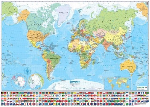 Świat 1:28 000 000. Mapa polityczna do wpinania. Rama alu SLIM