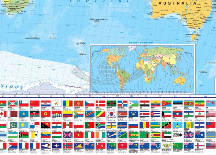 Świat 1:28 000 000. Mapa polityczna do wpinania. Rama alu SLIM. Fragment 4