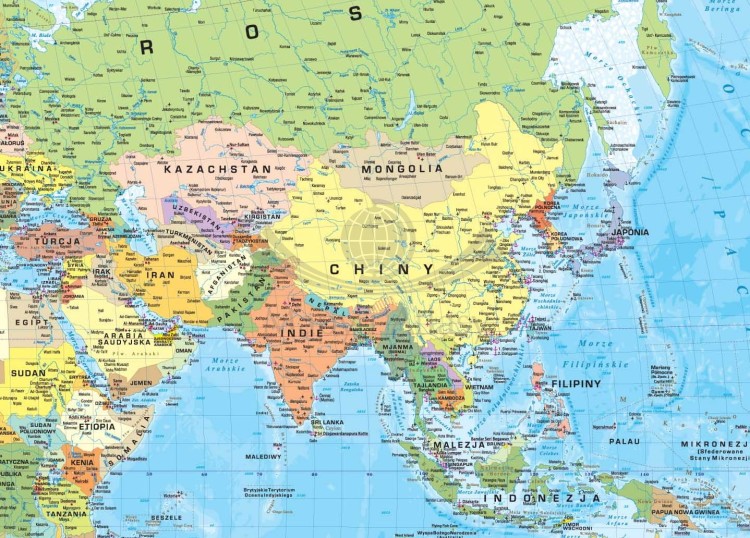 Świat 1:28 000 000. Mapa polityczna magnetyczna. Rama alu SLIM. Fragment 1