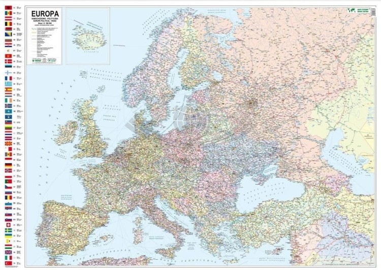 Europa 1:4 300 000. Mapa polityczno-drogowa. Rama alu SLIM