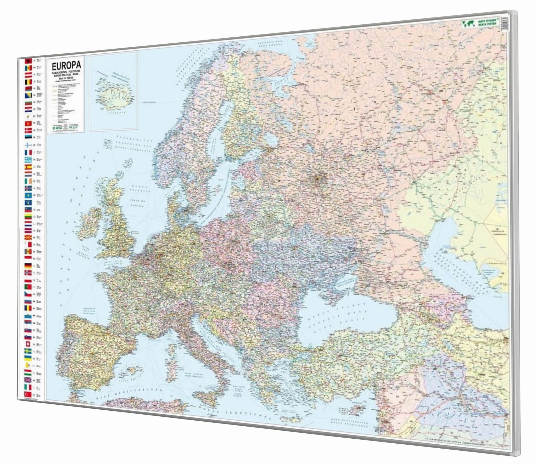 Europa 1:4 300 000. Mapa polityczno-drogowa do wpinania. Rama alu SLIM