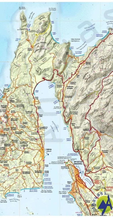 Kefalonia i Itaka. Wodoodporna mapa turystyczna wydawnictwa Anavasi. Fragment 3
