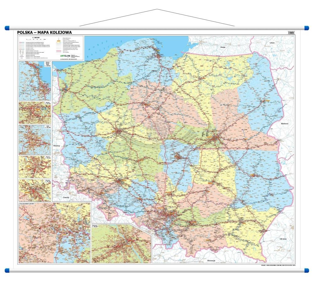 Polska 1:500 000. Mapa ścienna kolejowa